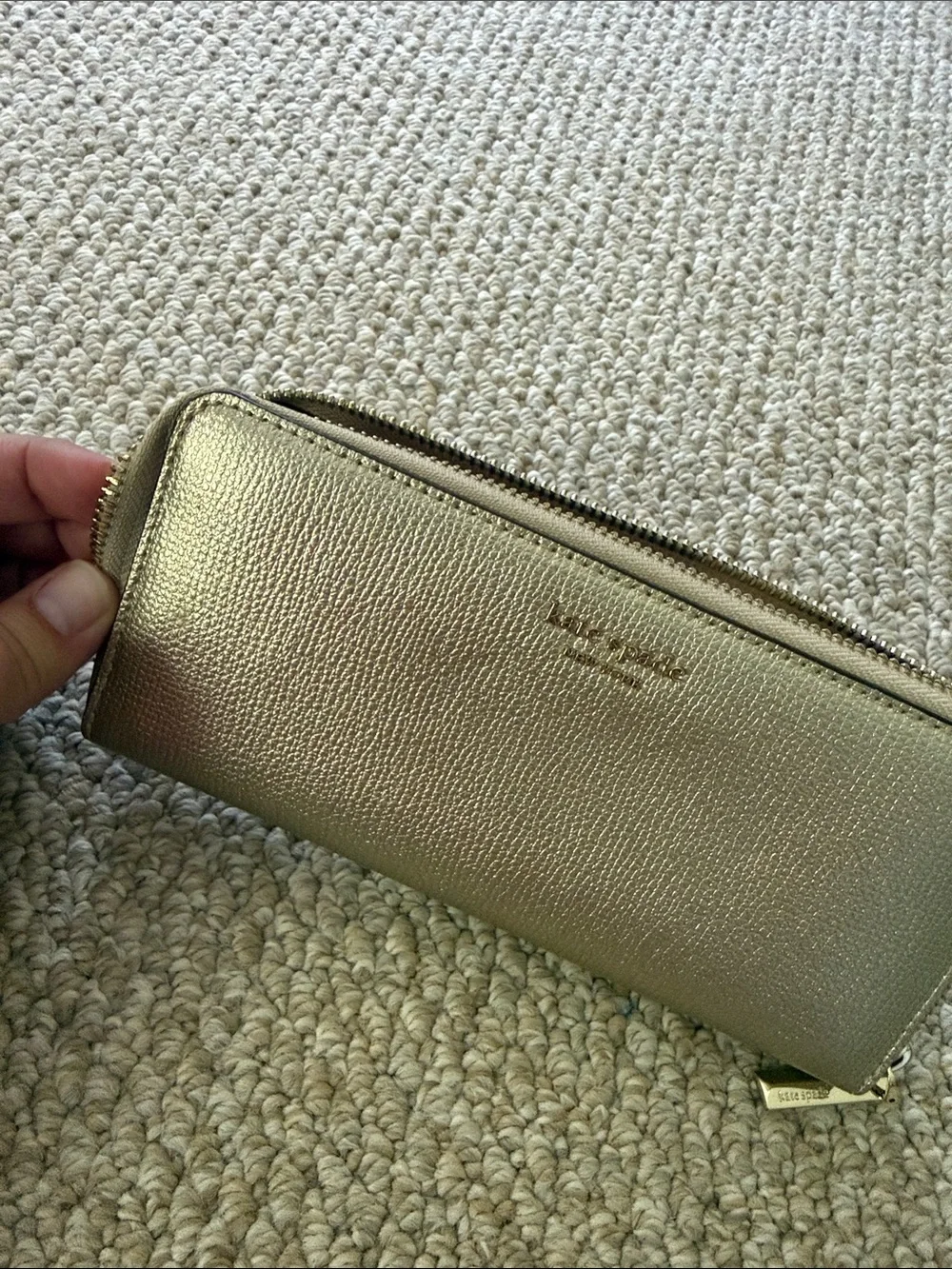 kate spade Gold Metallic Zip Around Wallet
